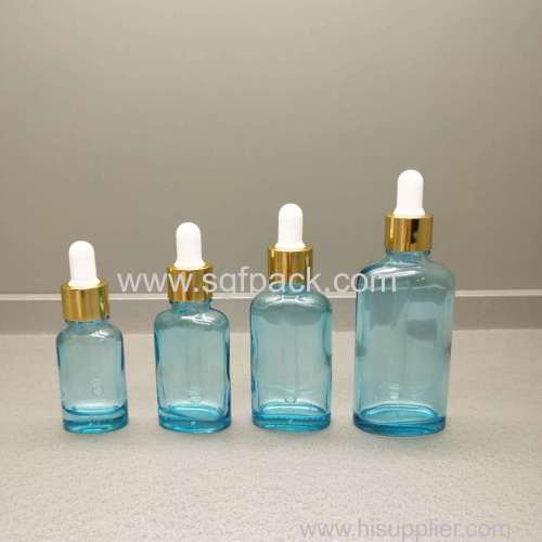 New product high quality luxury oblate glass oil bottle with aluminum dropper