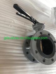 Handle operated flanged concentric cast steel butterfly valve