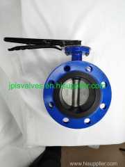 Handle operated flanged concentric cast steel butterfly valve