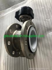 Gear operated PTFE Lined Flanged Stainless Steel 304 Butterfly Valves