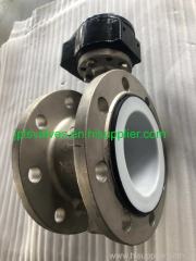 Gear operated PTFE Lined Flanged Stainless Steel 304 Butterfly Valves