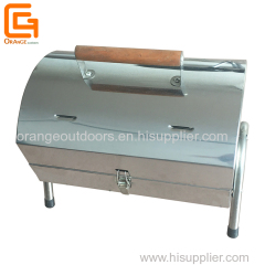 Barbeque Charcoal Stainless Steel Grill With Wooden Handle