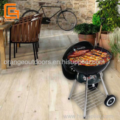 Portable Outdoor Backyard BBQ Kettle Charcoal Grill with Lower Shelf and Wheels