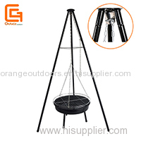 Outdoor BBQ Hanging Fire Pit Swing Barbecue Charcoal Cooking Grill With Fire Bowl