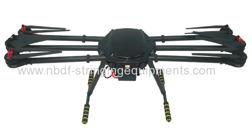 Drones for stringing power transmission line with 6 axles and camera