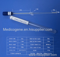 Sterile throat swab or nasal swab with plastic tube