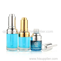 High Quality Cosmetic Transparent 20ml 30ml Gold Dropper Serum Glass Bottle