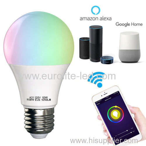 Smart Wireless Color-Changeable Bulb With Voice Control E27/E26/B22 Intelligent Indoor APP Control LED RGBW Dimming Lamp