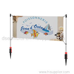 Outdoor advertising banner post with spike/twist banner stand