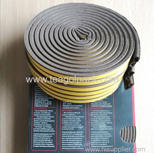 D-Profile Self-Adhesive Rubber Seal Strip 10M(5mx2rolls)L Brown.