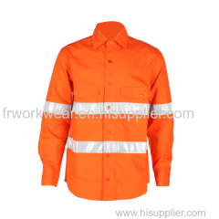 Optional 100% cotton safety factory worker shirt with reflective strips