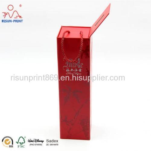 Custom luxury cardboard paper magnetic single red wine box