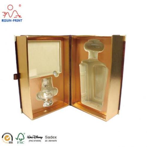 Brown Imitation Wood Grain PU leather Wine Gift Box single Bottle