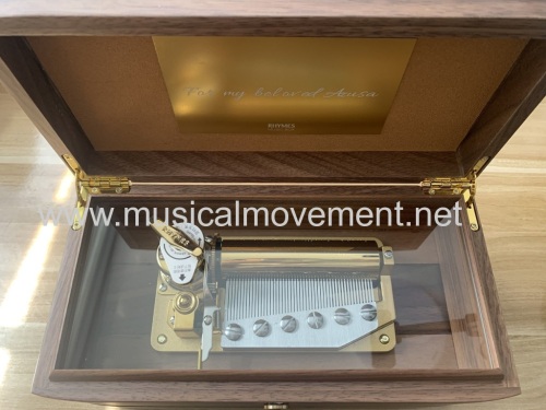 WOOD MUSIC BOX 50 NOTE LUXURY WIND UP SPRING MUSICAL MOVEMENT