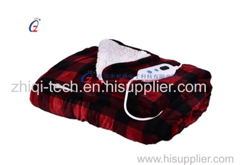 Lattice pattern electric heated throw Solid color high quality electric blanket Auto-off function electric heat blanket