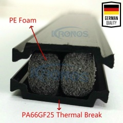 German Quality 55mm PA66 GF25 Hollow Chamber Thermal Break Polyamide Profiles