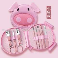 Cute cartoon design manicure kit pink beauty tools set cartoon nail clippers set travel sets home daily tools