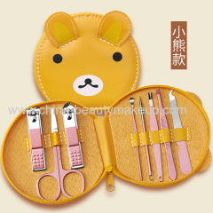 Cute cartoon design manicure kit pink beauty tools set cartoon nail clippers set travel sets home daily tools
