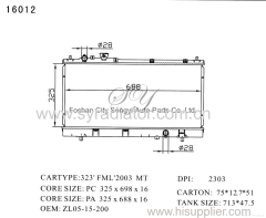Aluminum Plastic Auto Radiator for Mazda 323 Fml 2003 Mt