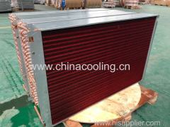 copper aluminum fin condenser evaporator coil with distributor lines and heater