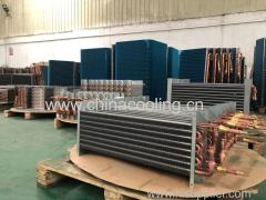 copper aluminum fin condenser evaporator coil with distributor lines and heater