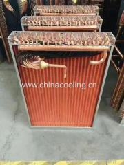 copper aluminum fin condenser evaporator coil with distributor lines and heater