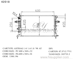 Car Radiator for Opel Astrag 1.4/1.6/1.8 ′98 AT