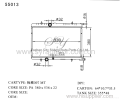 Aluminium Car Radiator for Peugeot 307 MT
