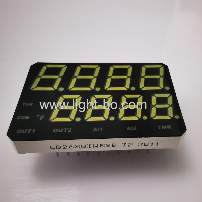 kundenspezifisches ultraweißes / ultrarotes zweizeiliges 4 + 4-stelliges 7-Segment-LED-Display für die Instrumententafel