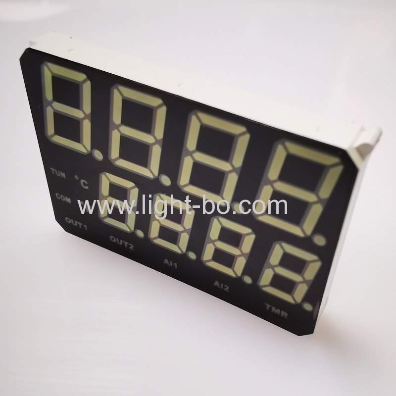 kundenspezifisches ultraweißes / ultrarotes zweizeiliges 4 + 4-stelliges 7-Segment-LED-Display für die Instrumententafel