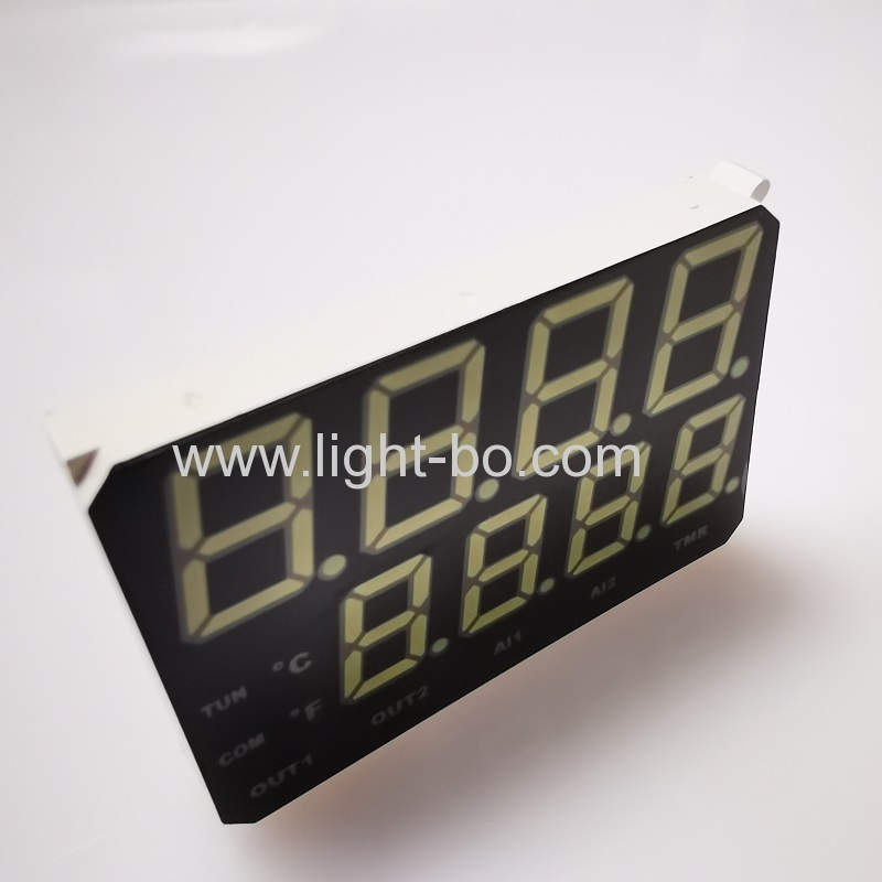 display LED de linha dupla de 4 + 4 dígitos e 7 segmentos personalizado ultra branco / ultra vermelho para painel de instrumentos