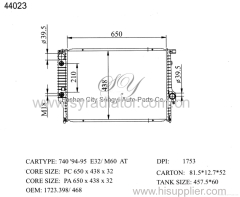Cooling System Car Radiator for BMW 740 94-95 E32/M60 AT