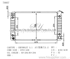 Car Cooling System Radiator for GM Chevrolet 3.1 AT