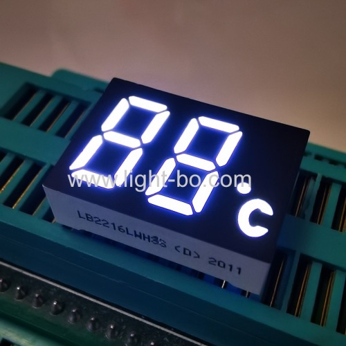 2 digit led display; white 7 segment; temperature indicator;custom led display
