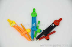 popular safety plastic drawing compass set for school student with wooden pencil