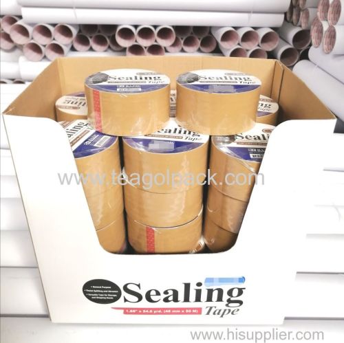 48mmx50M BOPP Carton Sealing Tape Brown 1.88 x54.6yrd. Display Box Packing