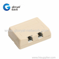 DUAL PORT RJ11 Surface Box Telephone Rosette Box