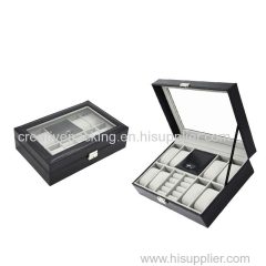 Custom wholesale high quality PU leather watch jewelry boxes black Watch Boxes