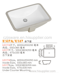 Oblong ceramic wash basin manufacturers.under counter basin suppliers.bathroom wash basins manufacturers in China