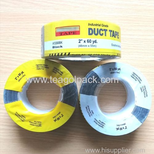 48mmx55M Black Cloth Duct Tape with Printed Shrink film 2 x60yd