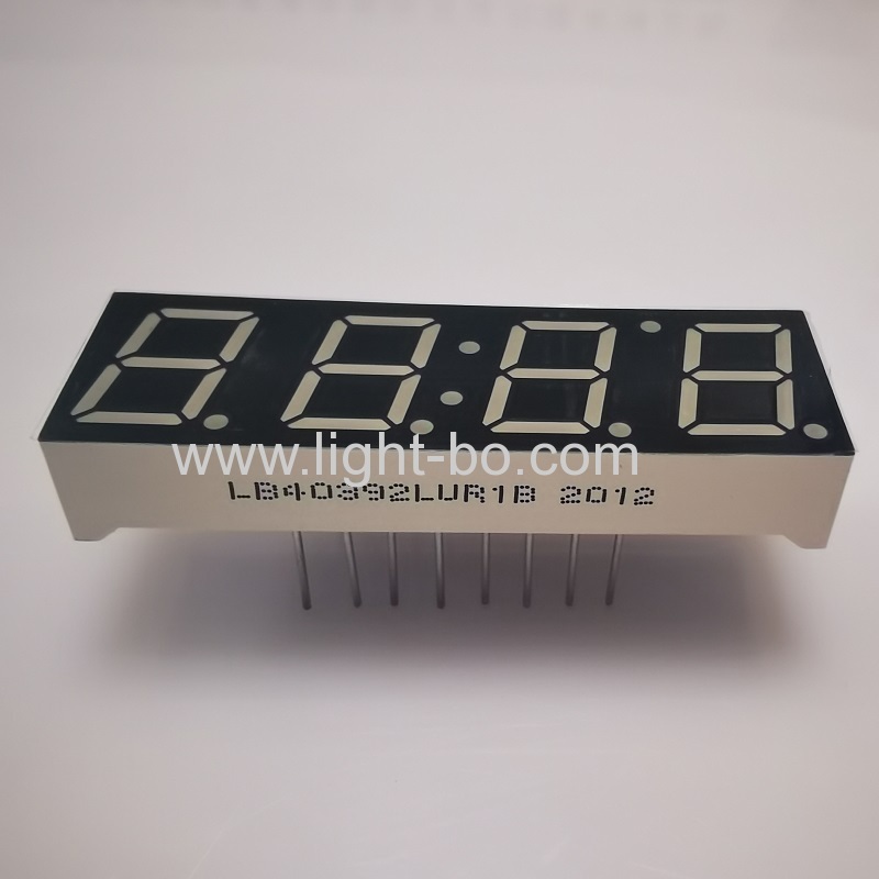 Affichage d'horloge à LED rouge ultra brillant de 10 mm à 4 chiffres et 7 segments, cathode commune pour indicateur de minuterie/horloge numérique