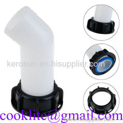 2" Extension Drain Spout Angled Outlet Hose Pipe Elbow 1000L IBC Tank Drum Nozzle Water Butt Tap Cap Valve Fittings