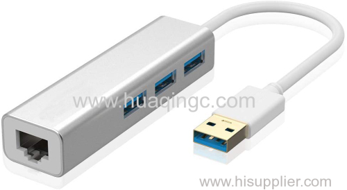 USB 3.0 to Ethernet Adapter 3-Port USB 3.0 Hub with RJ45 10 100 1000 Gigabit Ethernet Adapter