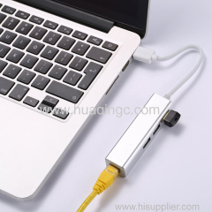 USB 3.0 to Ethernet Adapter 3-Port USB 3.0 Hub with RJ45 10 100 1000 Gigabit Ethernet Adapter