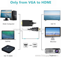VGA to HDMI Adapters Male to Female USB Power 3.5mm Audio
