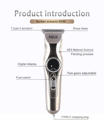 Rechargeable Wireless Silver Body Led Digital Display Hair Trimmer Clippe