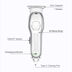 All Metal Cordless Outliner Trimmer 0mm Zero Gap Baldhead Hair Clipper With LED Battery Status Display