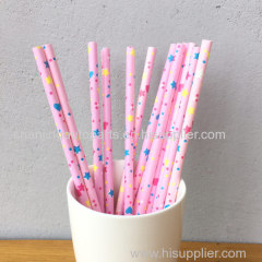Pink Star Pattern Decorative Paper Straws