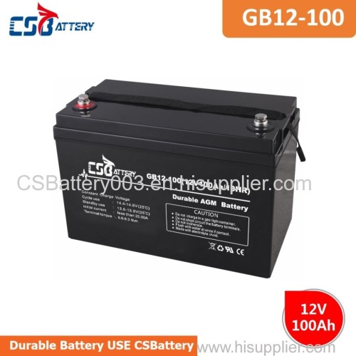 CSBattery 12V 100Ah long-storage AGM battery for Electronic-switch-system/communication-equipment/bus-start