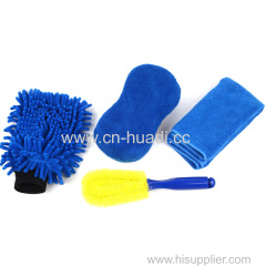 car washing sponge pad glove cleaning cloth tyre brush 4 pc set